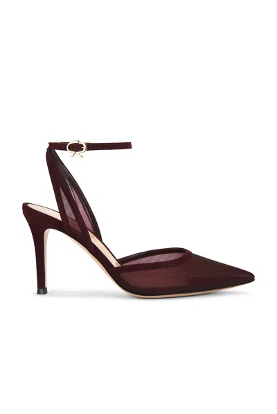 Gianvito Rossi Suede Organza Ankle-strap Pumps