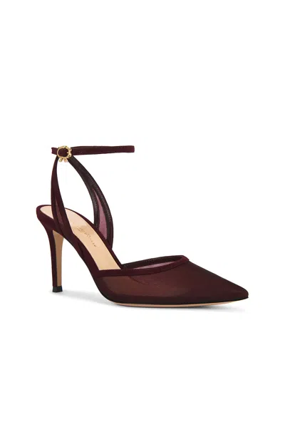 Gianvito Rossi Suede Organza Ankle-strap Pumps