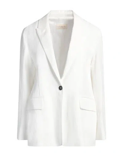 Montedoro Woman Blazer White Size 4 Lyocell, Linen