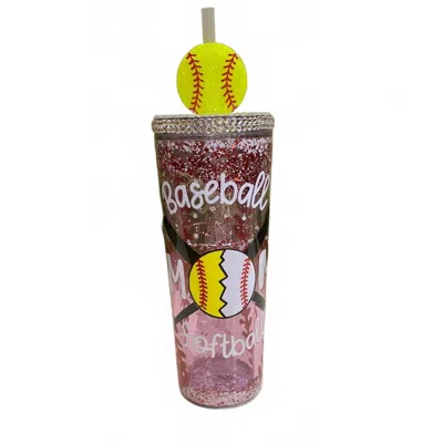 Harris Girls & Co. Baseball Softball Mom Glitter Tumbler With Rhinestone Lid & Straw Topper In Multicolor