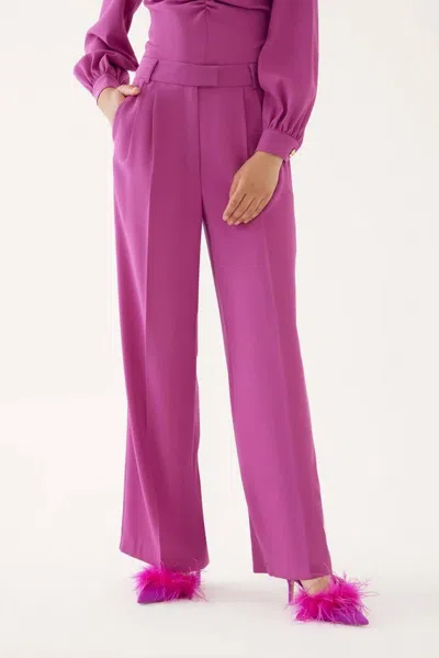 Exquise High Waist Fabric Trousers In Bougainvillea In Purple