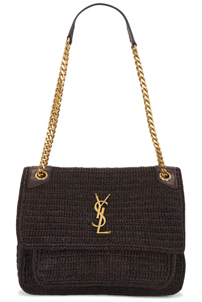 Saint Laurent Niki Medium Raffia Shoulder Bag