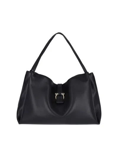 Ferragamo Tote Medium Gancino Shoulder Bags Black