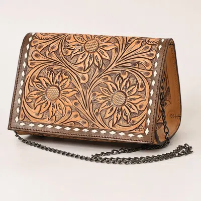American Darling Women's Floral Tooled Triangle Bag In Brown