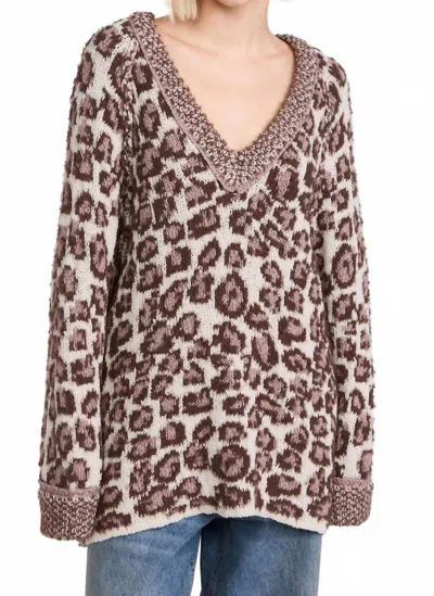 Free People Little Animal Pullover Top In Grey Antler Combo In Brown