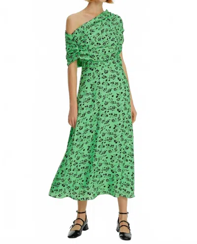 Exquise Floral Off Shoulder Maxi Dress In Original Print In Green