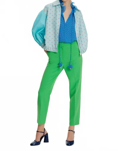 Exquise Cigarette Pants With Back Belt Detail In Green In Green