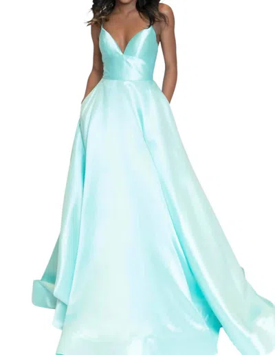 Sherri Hill Open Back Ball Prom Dress In Aqua