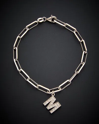 Italian Gold Over Silver 18k  0.12 Ct. Tw. Diamond Paperclip Chain Bracelet