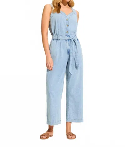 Fdj Sleeveless Wide-leg Jumpsuit In Powder Wash Denim In Blue
