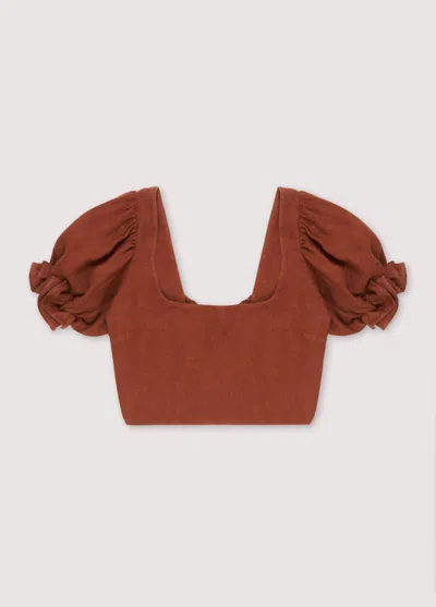 The New Society Long Beach Crop Top In Brown