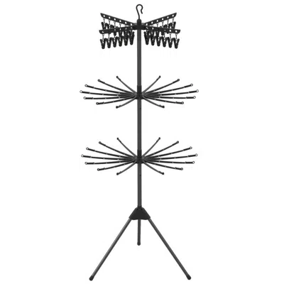 Hivvago 3-tier Tripod Freestanding Folding Clothes Drying Rack With 24 Clips-black In Black
