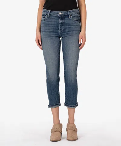 Kut From The Kloth Elizabeth High Waist Crop Straight Leg Jeans In Decorous In Blue