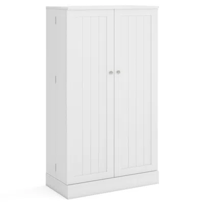Hivvago 41 Inch Tall Pantry Cabinet Kitchen Storage Cabinet With Doors And Shelves In White