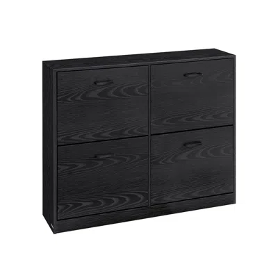 Breebe Shoe Cabinet With 4 Flip Doors In Black