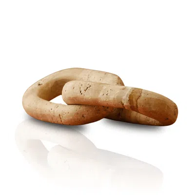 Marleth Neutrals Handmade Travertine Chain Sculpture Set Of Two Links Natural Stone