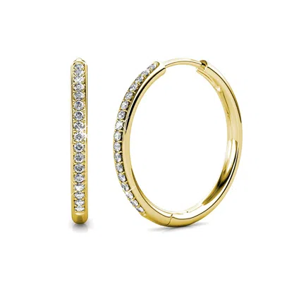 Harfi Women's Gold / Silver Round Gold Plated Hoop Earrings With Certified Austrian Crystals