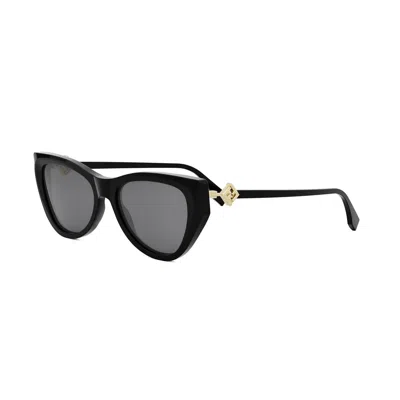 Fendi Smoke Cat Eye Ladies Sunglasses Fe40135i 01a 135 In Black