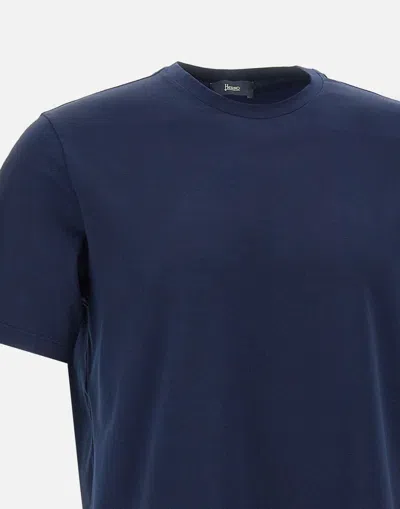 Herno Crew Neck Plain Design Short Sleeves T-shirt In Blue