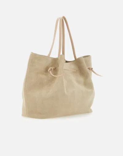 Iceberg Maxi Suede Shoulder Shopper Bag In Neutral