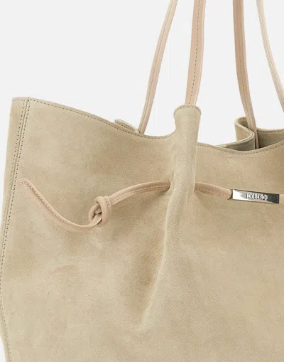 Iceberg Maxi Suede Shoulder Shopper Bag In Neutral