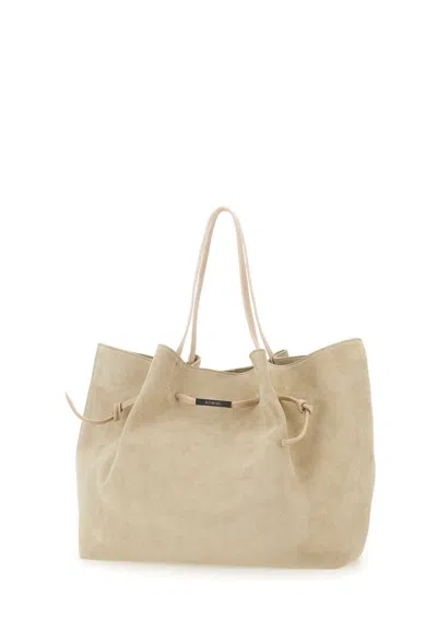 Iceberg Maxi Suede Shoulder Shopper Bag In Neutral