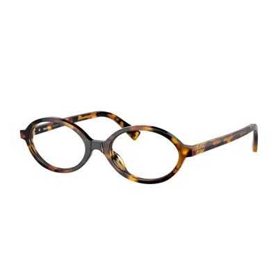 Miu Miu Tortoiseshell-effect Oval Glasses In Brown