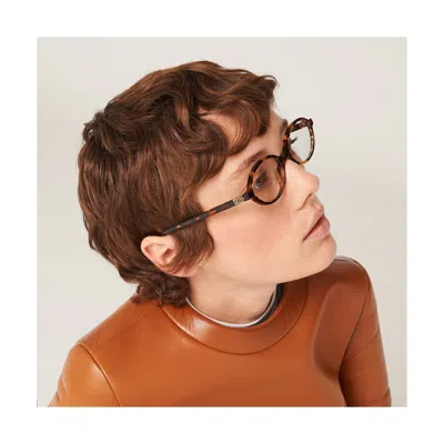 Miu Miu Tortoiseshell-effect Oval Glasses In Brown
