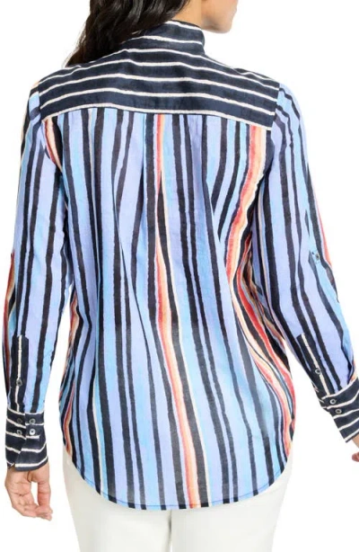 Nic + Zoe Nic+zoe Painted Peninsula Stand Collar Cotton Button-up Shirt In Multi