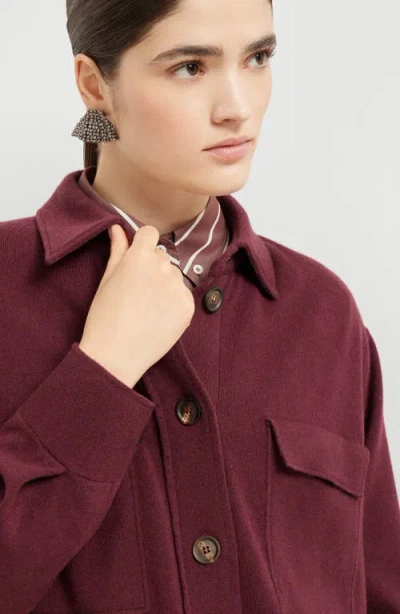 Brunello Cucinelli Wraparound Wool Cashmere Cardigan With Patch Pockets In Red