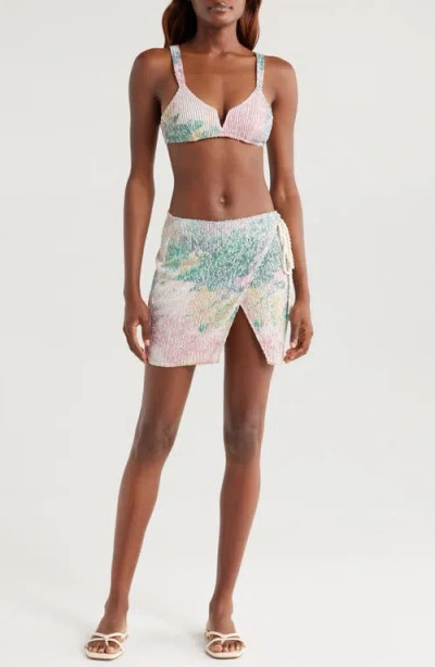 Boamar Suki Sequin Wrap Cover-up Skirt In White