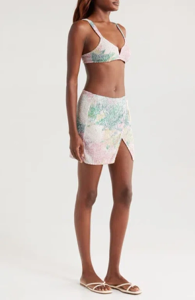 Boamar Suki Sequin Wrap Cover-up Skirt In White