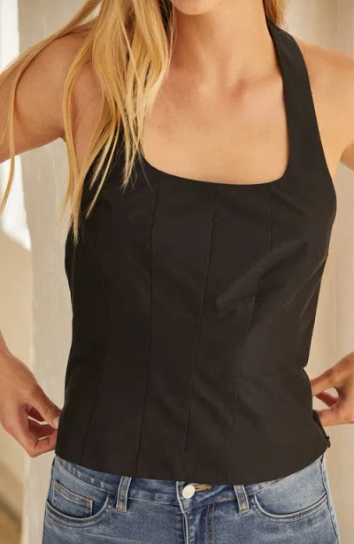 Crescent Halter Seam Detail Top