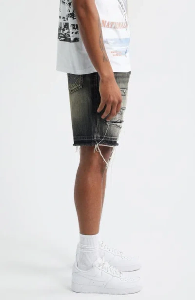 Billionaire Boys Club Bb Cadet Crater Black Distressed Cutoff Denim Shorts In Blue
