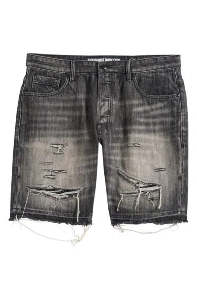 Billionaire Boys Club Bb Cadet Crater Black Distressed Cutoff Denim Shorts In Blue