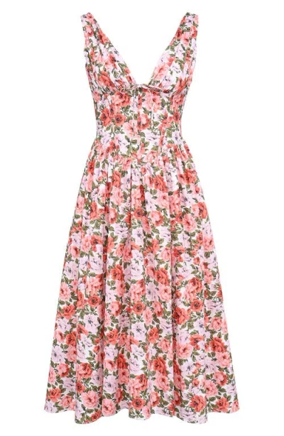 House Of Cb Emmelina Floral Print Sleeveless Dress In Red