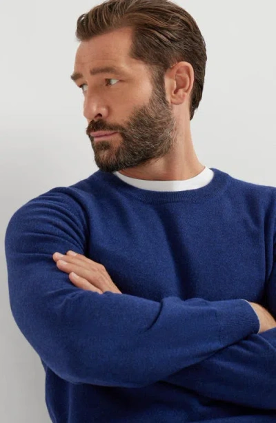 Brunello Cucinelli Cashmere Crew Neck Sweater With Ribbed Finish In Blue