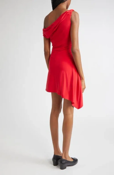 Sandy Liang Riverton Asymmetric Jersey Minidress In Red