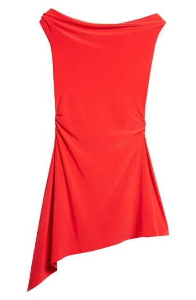 Sandy Liang Riverton Asymmetric Jersey Minidress In Red
