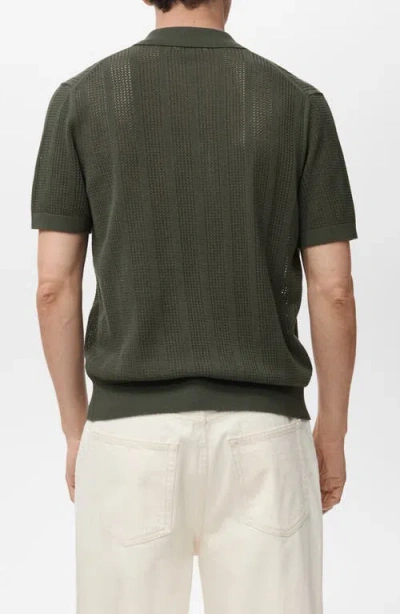 Mango Stripe Open Stitch Button-up Shirt In Green