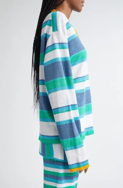 Yanyan Embroidered Stripe Linen Sweater