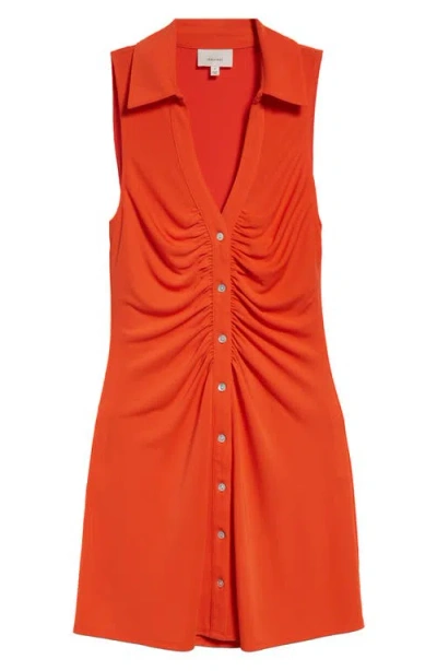 Cinq À Sept Melinda Gathered Button-front Mini Dress In Orange