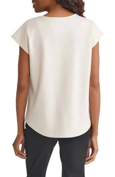 Jones New York Drop Shoulder Contrast Trim Top In White