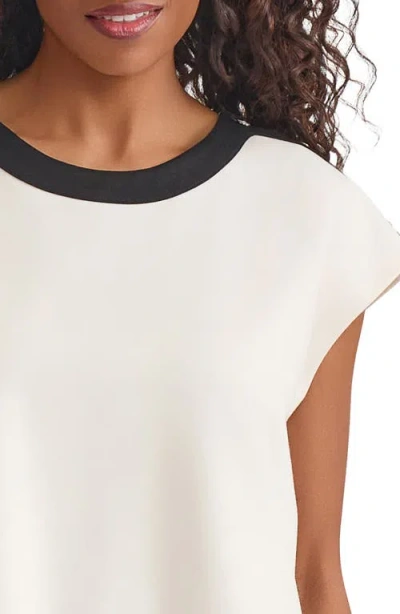 Jones New York Drop Shoulder Contrast Trim Top In White