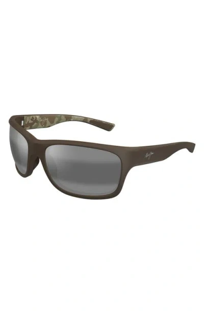 Maui Jim 'ano Nui 63mm Oversize Polarizedplus2® Rectangular Wrap Sunglasses