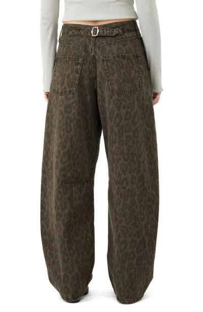 Bdg Urban Outfitters Logan Leopard Print Wide Leg Jeans In Green