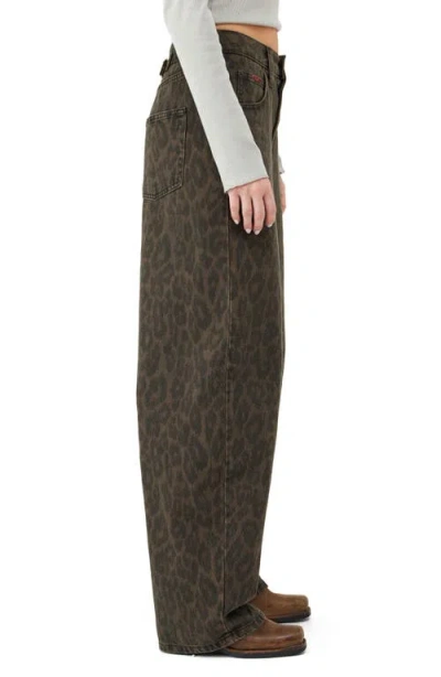 Bdg Urban Outfitters Logan Leopard Print Wide Leg Jeans In Green