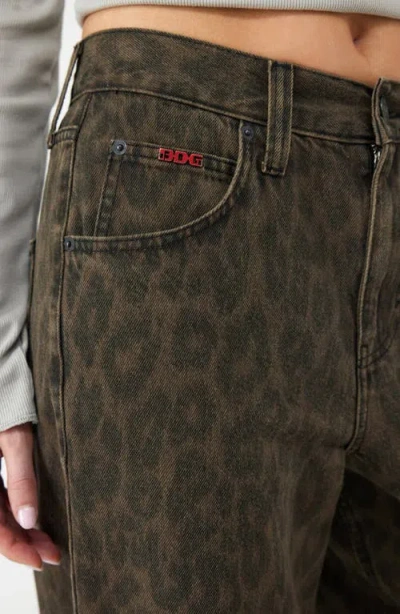 Bdg Urban Outfitters Logan Leopard Print Wide Leg Jeans In Green