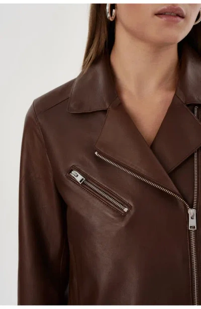 Lamarque Valeria | Leather Biker Jacket In Brown
