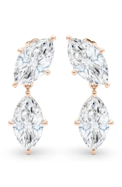 Hautecarat Lab Grown Diamond Twin Marquise Cut Drop Earrings